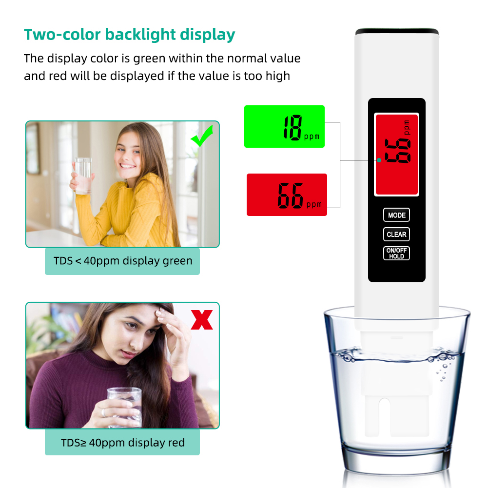 Ec Meter Digital - 4 in 1デジタル水質テスターECメーター＆温度計0-9990 PPM水質テスターペン（プール、飲料水、水槽用）