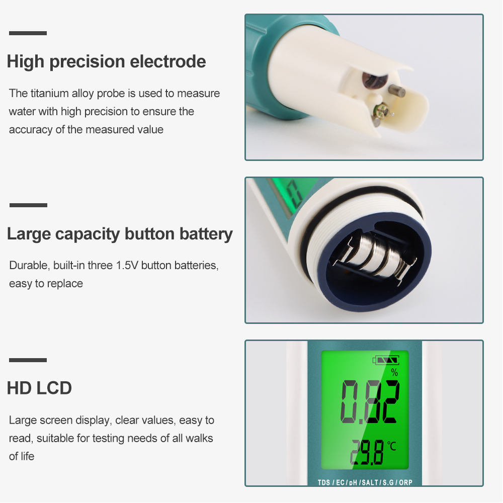 7 In 1 デジタル水質テスター ORP PH TDS E - Ec Meter Digital のレビューと価格